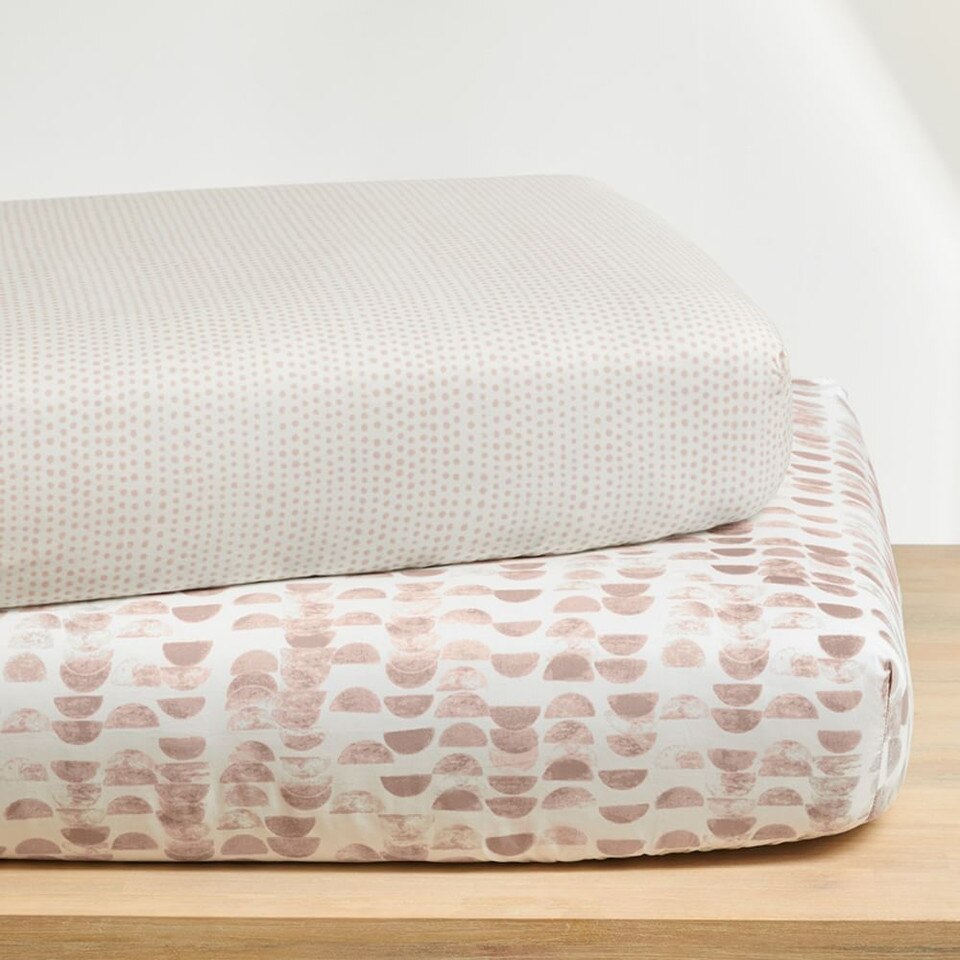 Organic Half Moon Cot Fitted Sheet Platinum West Elm UK